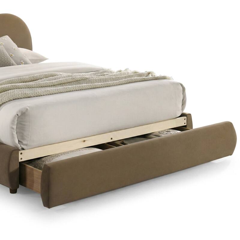 Furniture of America Niric Modern Fabric Upholstered Platform Bed with Storage Footboard