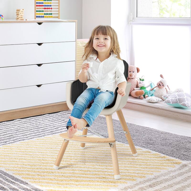 Babyjoy 3 in 1 Convertible Wooden High Chair Toddler Feeding Chair - 20.5" x 21.5" x 36"