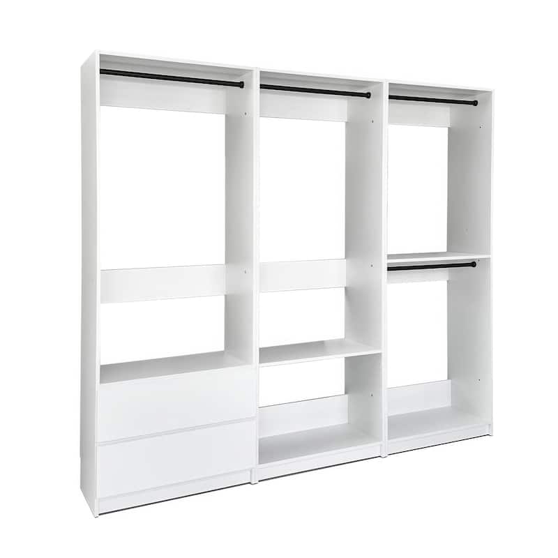 Prosper White Freestanding Walk in Wood Closet System - 94.2"W x 15.7"D x 83" H