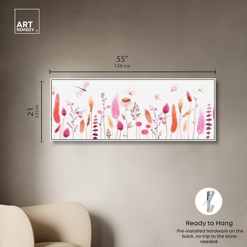 Dried Floral Dragonfly Panoramic Canvas by Art Remedy