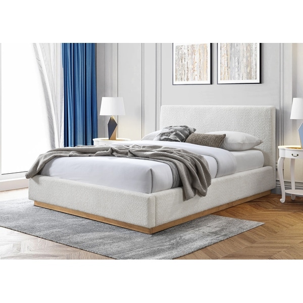 Porter Boucle Upholstered Wood Base Platform Bed On Sale Bed Bath Beyond 38207099
