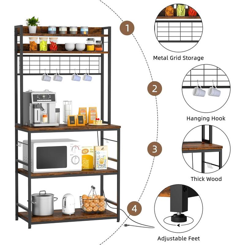 Futzca Kitchen Bakers Rack, Microwave Stand, Coffee Bar