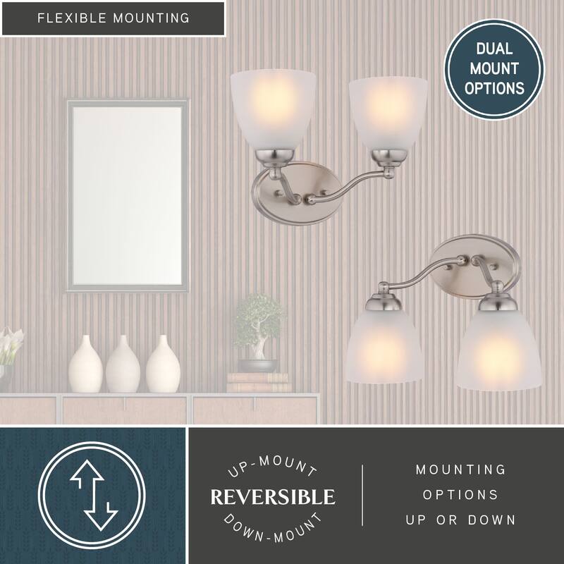Bellwood Traditional Bathroom Vanity Wall Lighting Fixture, Glass Shade, Dimmable, LED Compatible, Over the Mirror Mount