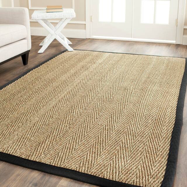 SAFAVIEH Natural Fiber Oceana Herringbone Seagrass Rug - 9' x 12' - Natural/Black