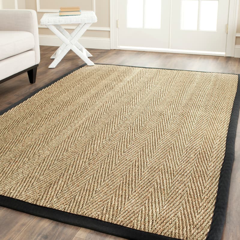 SAFAVIEH Natural Fiber Oceana Herringbone Seagrass Rug - 5' x 8' - Natural/Black