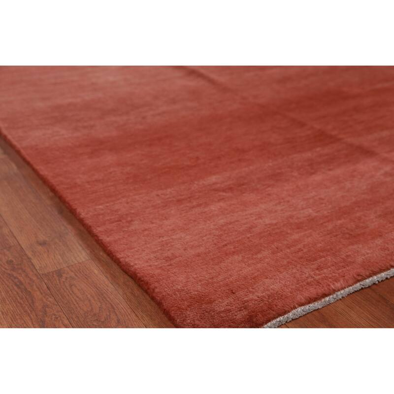 Hand Knotted Oriental 100% Wool Carpet Modern Solid Oranges & Rust Gabbeh Area Rug - 11' 10'' X 9' 1''