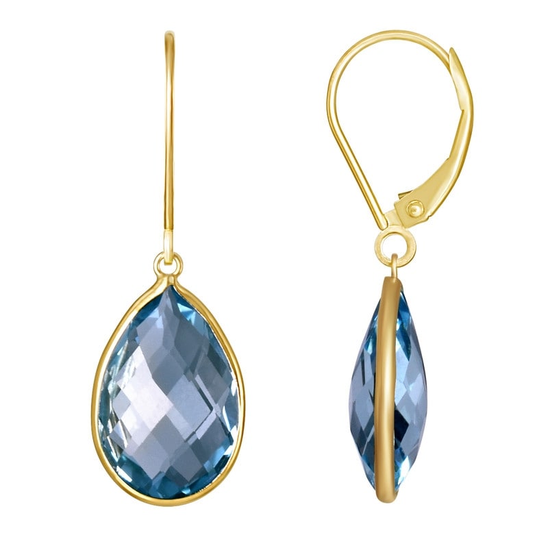 Jewels By Lux 14k White Gold Dangle Pear Gemstone Bezel Lever-back Earrings 