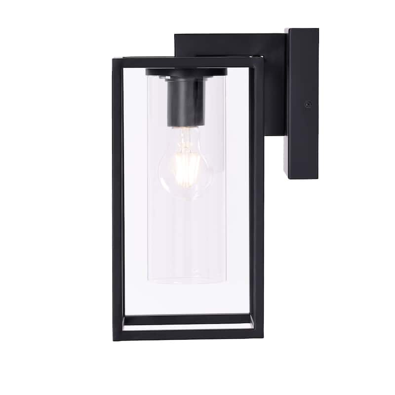 Metal 1-Light Clear Glass Outdoor Wall Sconce Light