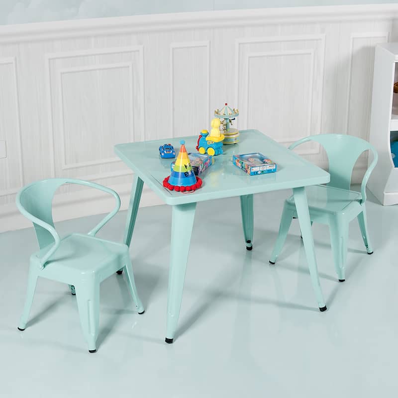 Costway Kids Steel 27'' Square Table Children Play Learn Activity