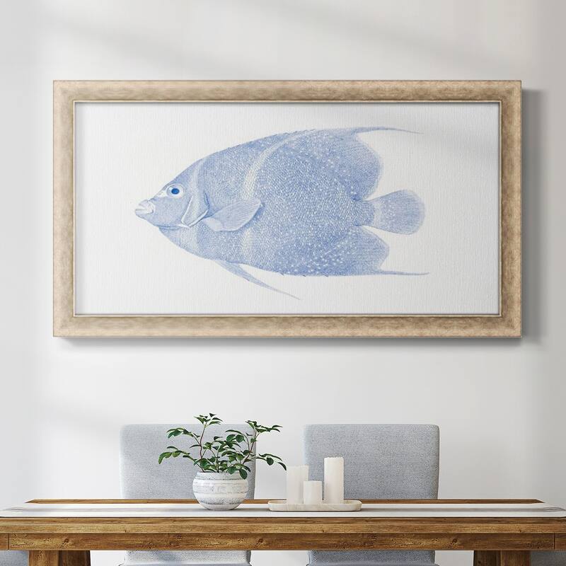 Blue & White Tropical Fish V Premium Framed Canvas- Ready to Hang