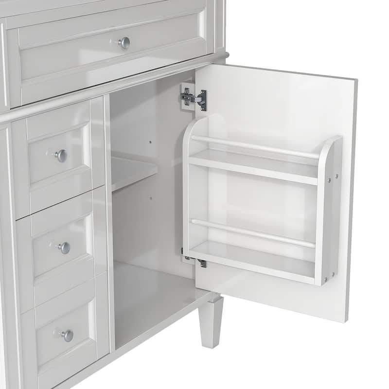 30" Modern Bathroom Vanity with Top Sink and 2 Drawers and a Tip-out Drawer