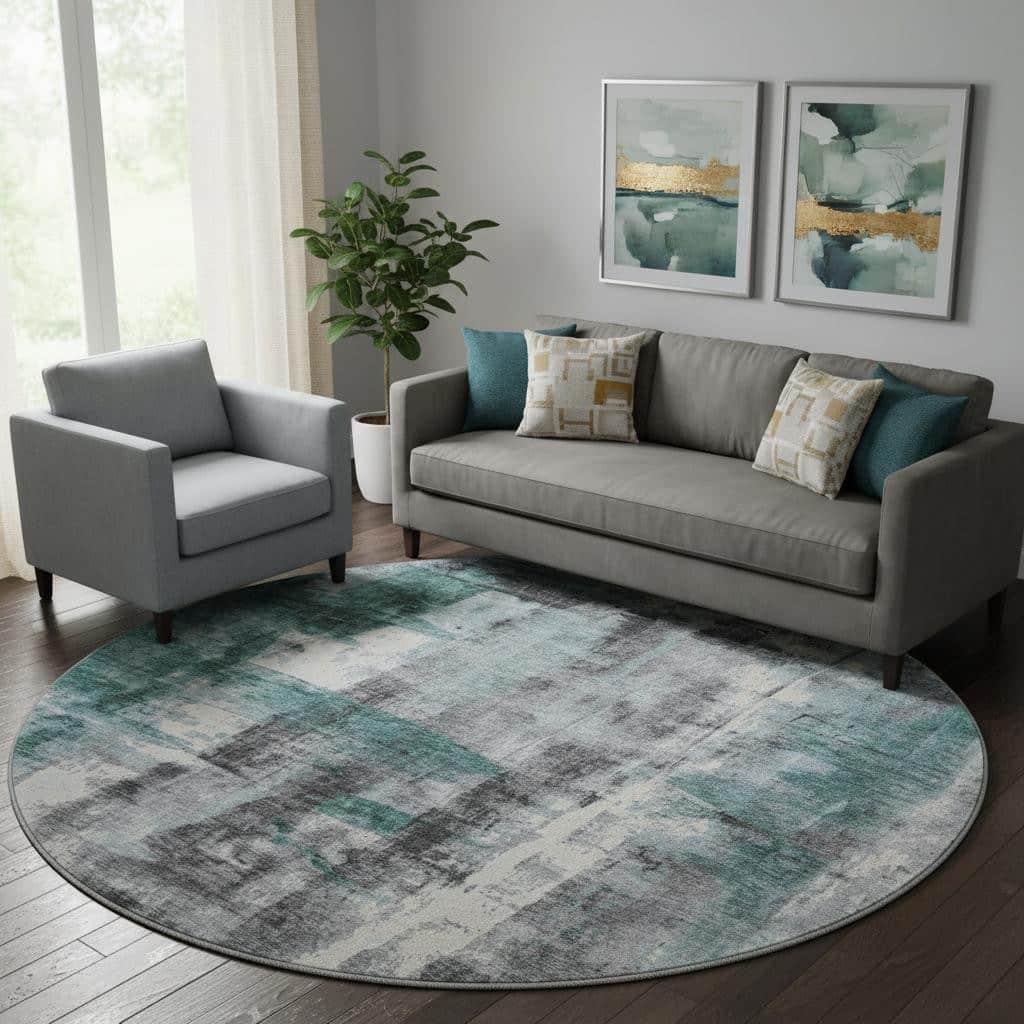 HomeRoots Abstract Transitional Round Area Rug - 8' Round
