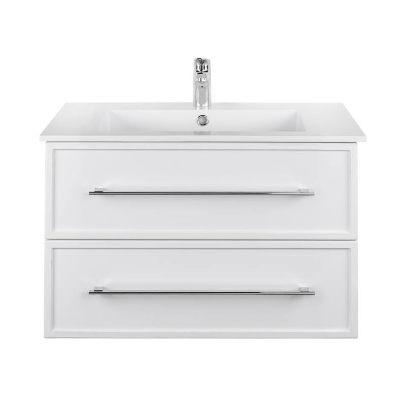 Milano Collection 30" Wall Mount Modern Shaker Bathroom Vanity with Sink and Drawers