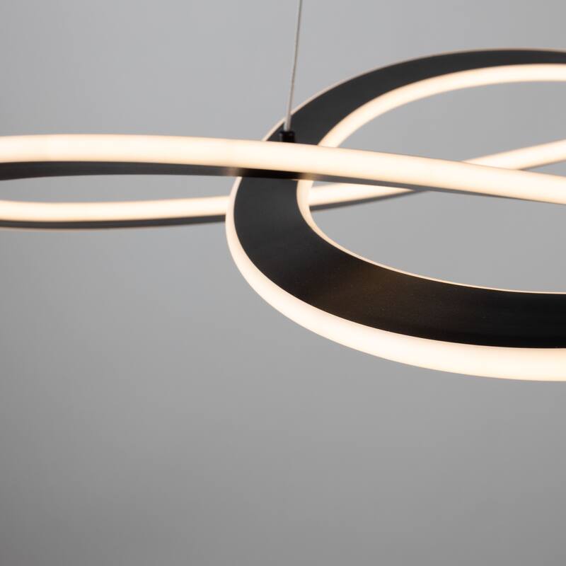Wave Collection Integrated LED Chandelier, Black