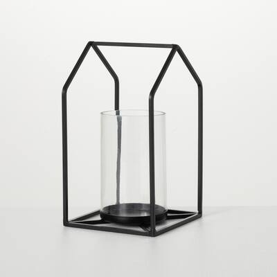 Sullivans House Framed Pillar Holder Black 9"H Metal - 5.25"L x 5.25"W x 9"H