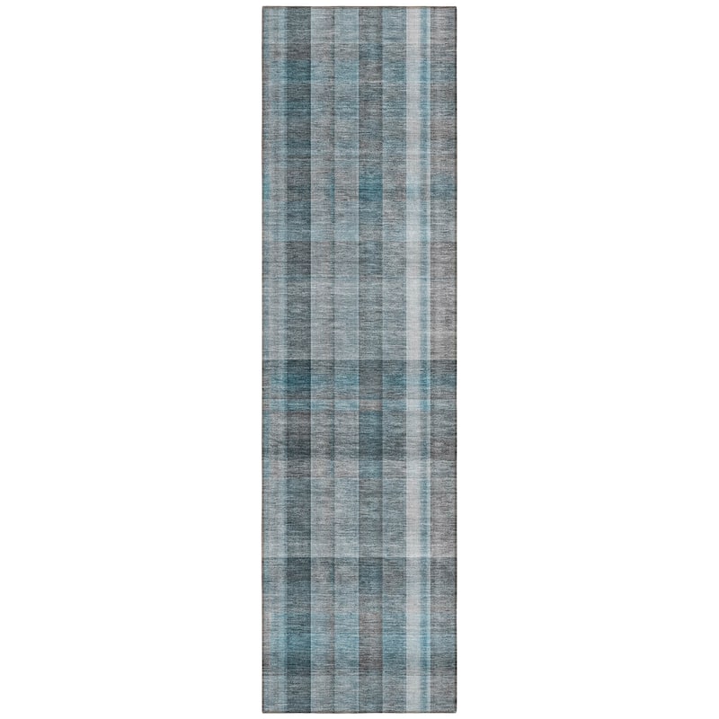 Machine Washable Indoor/ Outdoor Plaid Chantille Rug