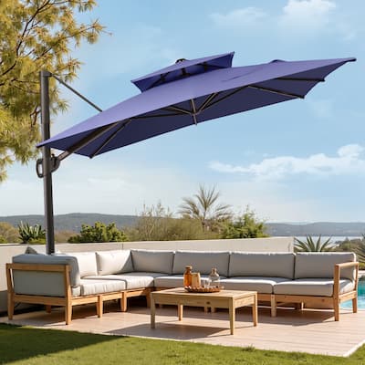 Pellebant Outdoor 9x11FT Patio Cantilever Umbrella Dual Top