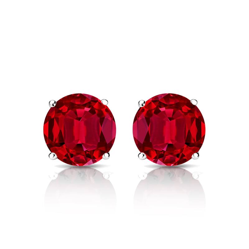 Auriya 14k Gold Lab Grown Gemstone Ruby Stud Earrings Round 0.25 to 5.00 ct. tw. 4-Prong Martini Screw-Back