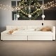 preview thumbnail 2 of 8, Modern Full Size Upholstered Platform Bed Daybed with USB and 2 Drawers