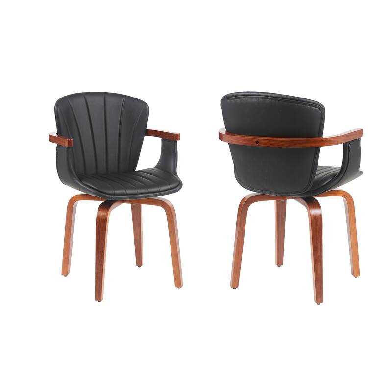 2-Piece Swivel Bar Stool Dining Chairs Accent Chairs with Heat-Pressed PU Leather Upholstery and Wood Frame