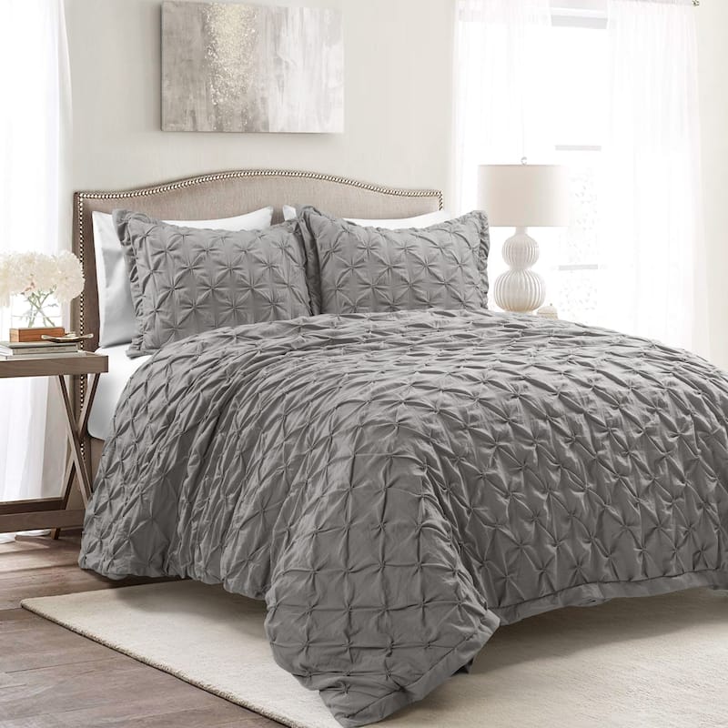 Lush Decor Ravello Pintuck Soft Oversized Duvet Cover 3 Piece Set