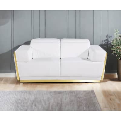 HomeRoots 70" White And Silver Italian Leather Loveseat