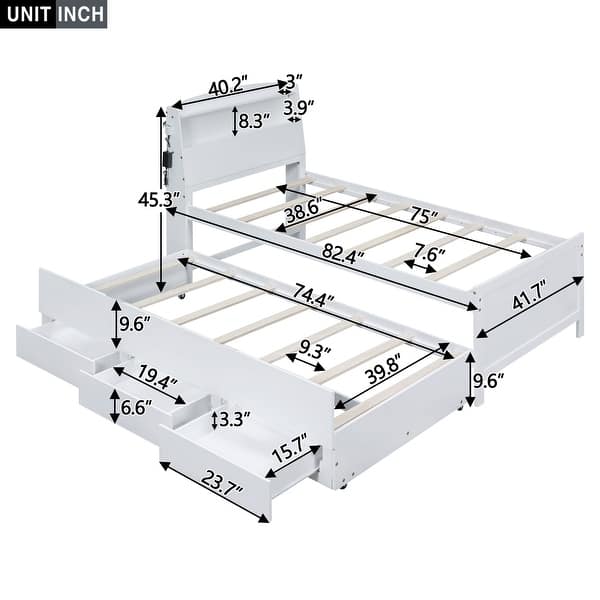 Twin Size Platform Bed with Storage LED Headboard, Trundle and Drawers, a Versatile and Stylish Bedroom Solution