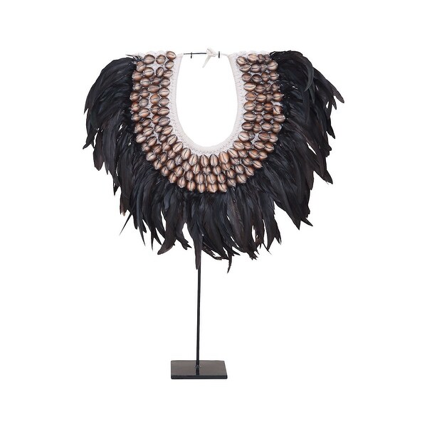 Elk Home 2516520 27" Tall Shell and Feather Necklace Statue