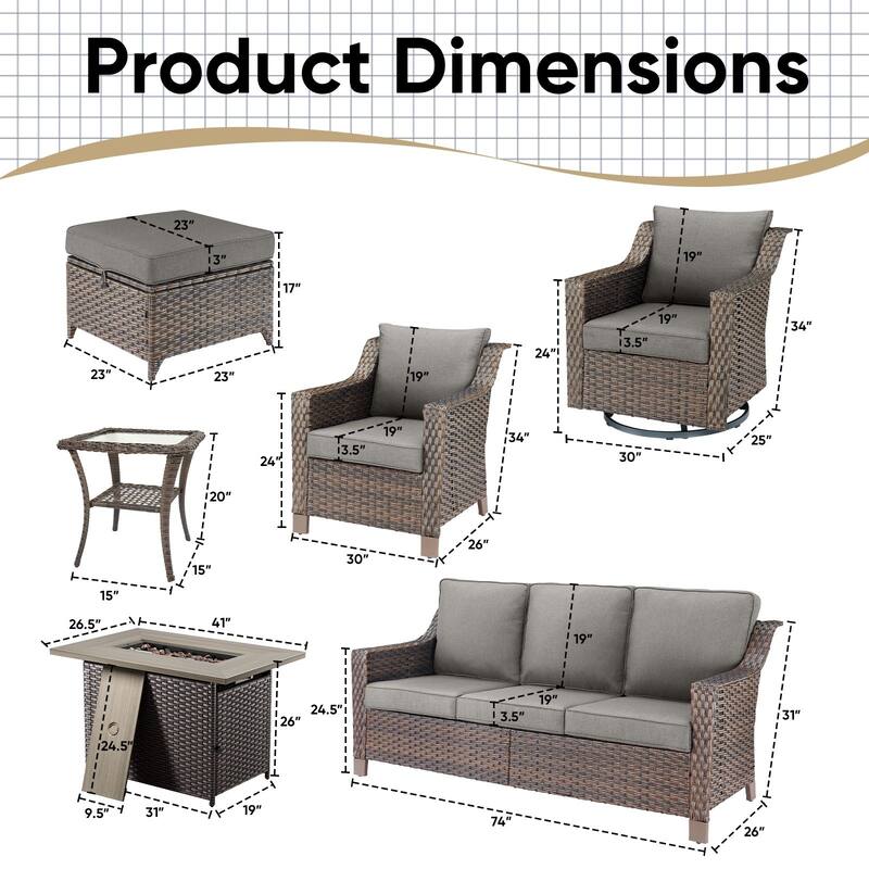 Outdoor Fire Table with Patio Funiture Set