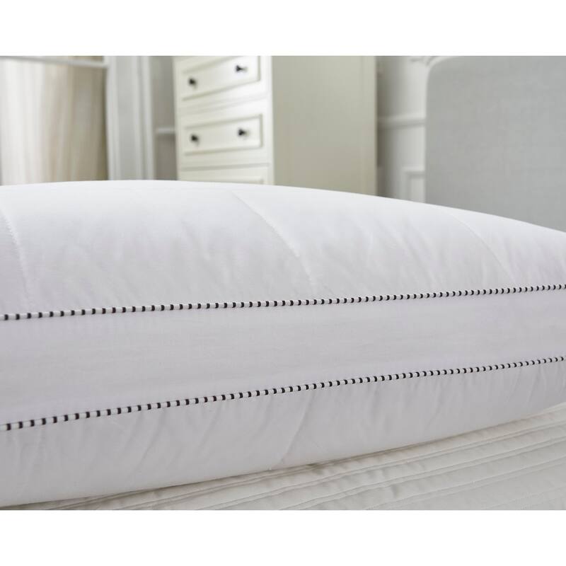 Hotel Grand Quilted White Goose Feather And Down Compartment Pillow (Set of 2)