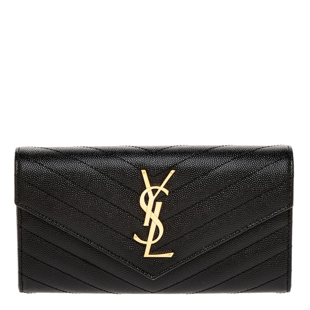 Saint Laurent Cassandre Large Flap Wallet in Grain de Poudre Leather