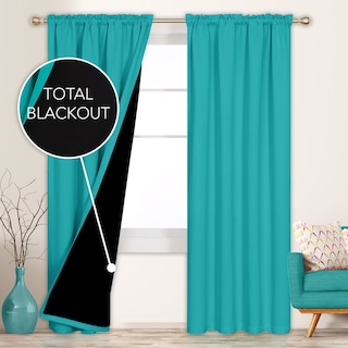 Deconovo 100% Full Blackout Double-Layer Rod Pocket Curtains (2 Panels)