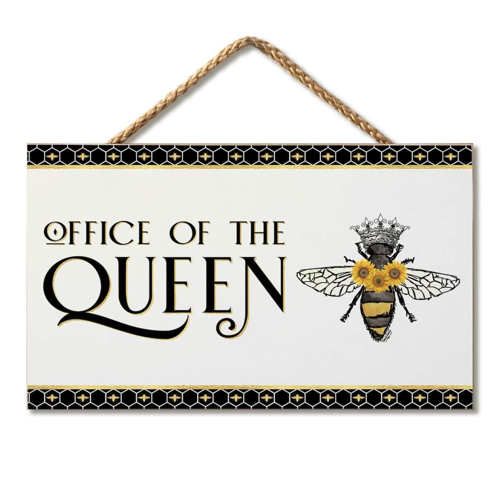 Office Queen Hanging Wood Sign 9.5" x 5.75" Made in the USA