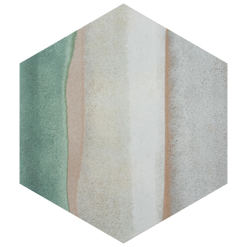 Merola Tile Matter Hex Canvas Taupe Green 7-7/8" x 9" Porcelain Floor and Wall Tile - Case (10 Tiles)