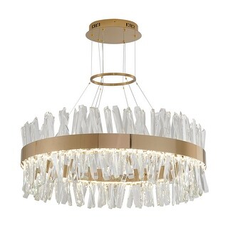 32" Gold Stainless Steeel LED Chandelier With Clear Crystals - Bed Bath ...