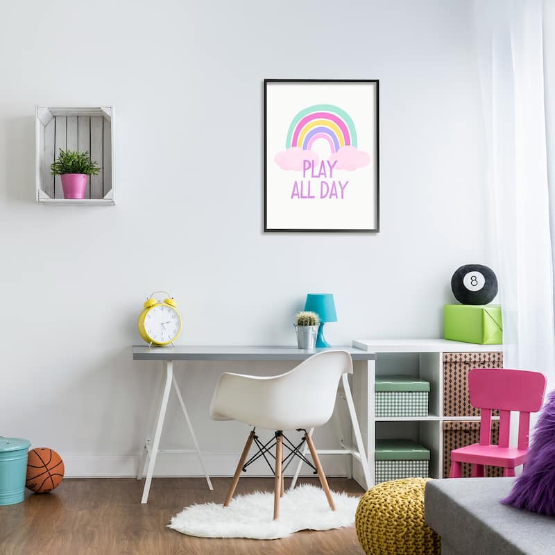 Stupell Play All Day Pastel Framed Giclee Art Design by Diane Neukirch
