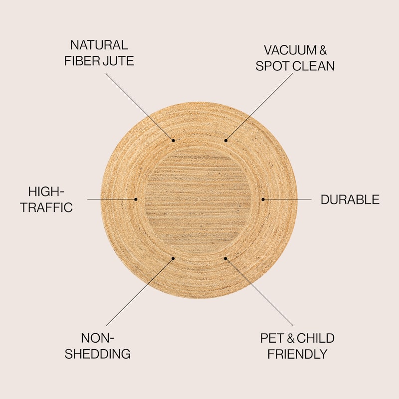 JONATHAN Y Piper Two-Tone Jute Hippy Circle Area Rug