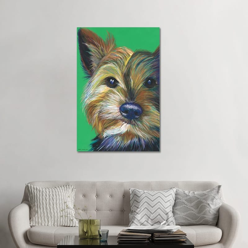 iCanvas "Yorkshire Terrier On Emerald" by Kirstin Wood Canvas Print - 48x32x1.5