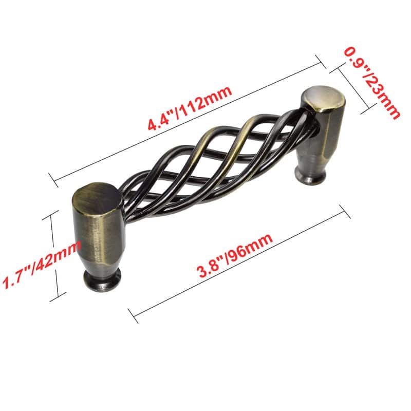 Utopia Alley Aire Pull Handle - Decorative Antique Brass Cabinet Drop Pull Handles, 3.8" Center to Center