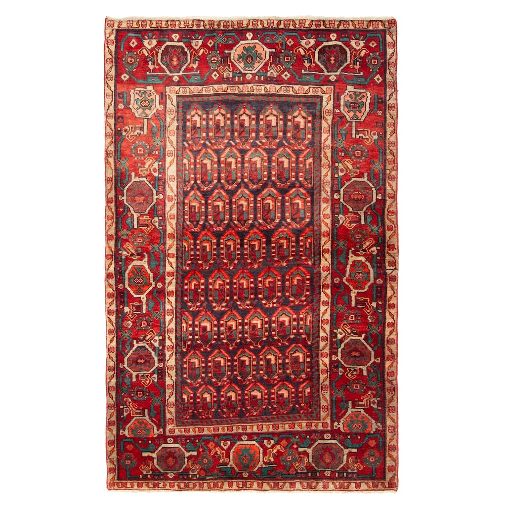 ECARPETGALLERY Hand-knotted Andelz Dark Navy Wool Rug - 4'6 x 7'6