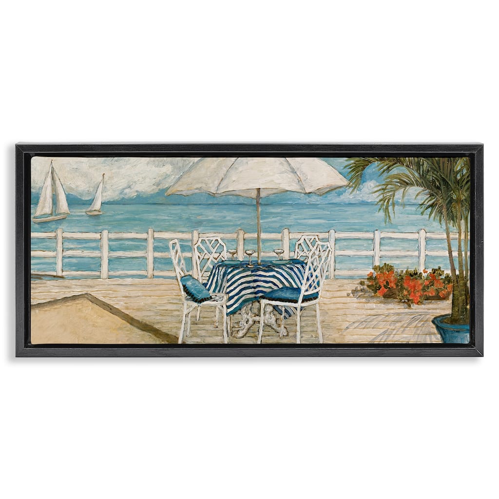 Stupell Coastal Restaurant Overlook Framed Floater Canvas Wall Art Design By Charlene Olson