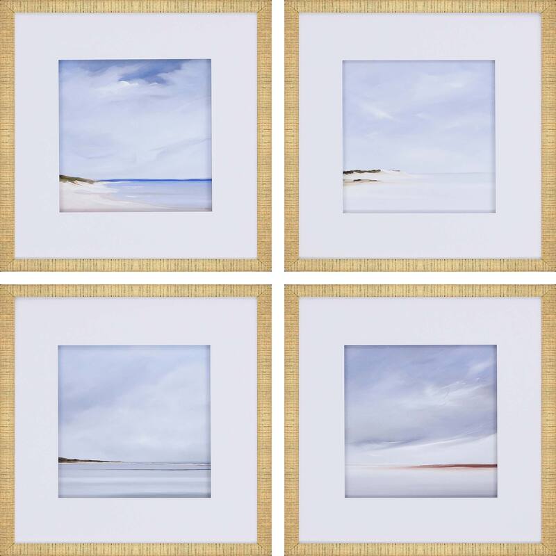 Shores S/4 Framed Art Giclee Under Glass - Blue - 21 X 21 X 2