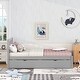 preview thumbnail 9 of 7, Twin Size Platform Bed with Trundle Bed, Wooden Twin Bed Frame with Headboard and Solid Wood Slats Support for Kids,Teen,Adult