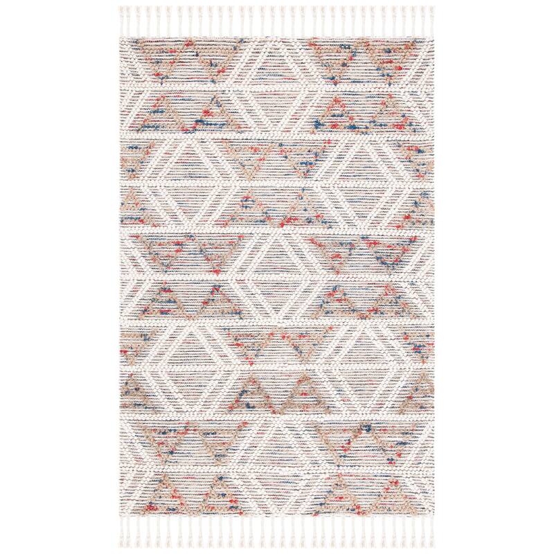 SAFAVIEH Handmade Natura Narine Boho Jute & Wool Braided - 6' x 6' Square - Ivory/Red - Square