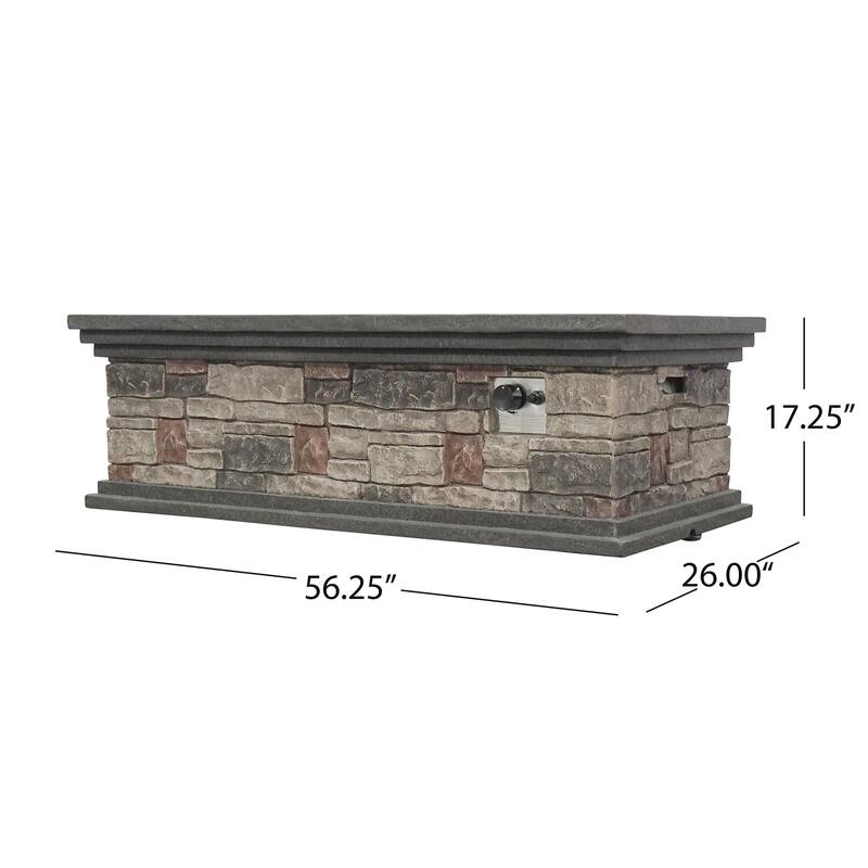 Chesney Outdoor 56" Rectangular 50,000 BTU Light Weight Concrete Fire Pit by Christopher Knight Home