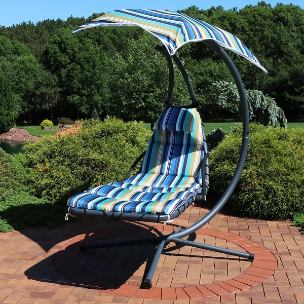 floating pool lounge chair with umbrella