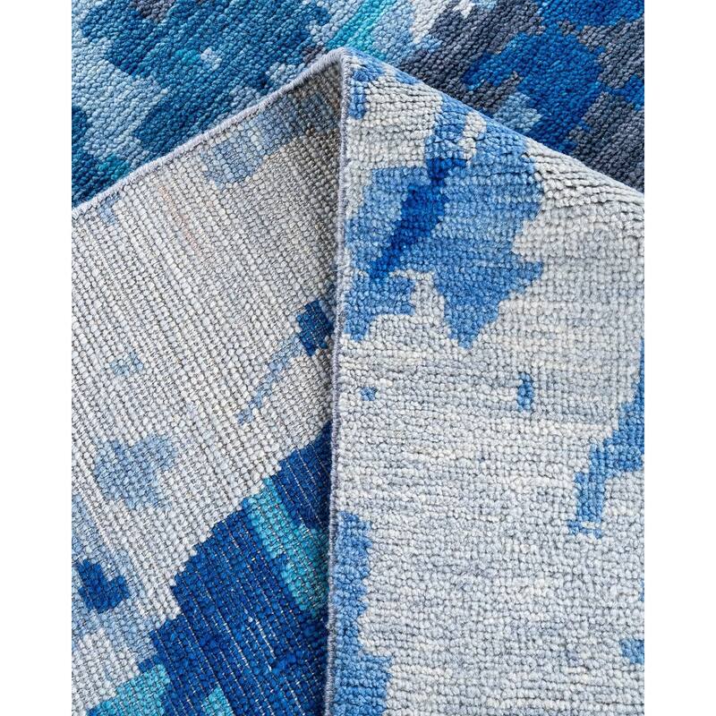 Modern One-of-a-Kind Handmade Area Rug - Blue, 7' 10" x 10' 2" - 7' 10" x 10' 2"