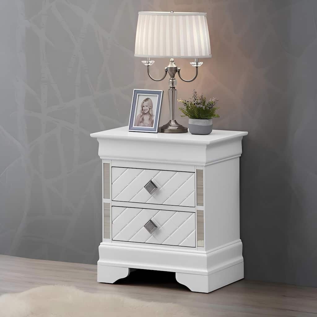 Silver Champagne Nightstand with Two Drawers