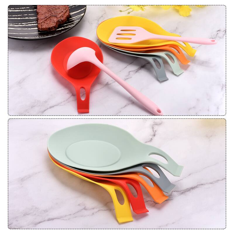 3.74" Heat Resistant Silicone Spoon Rest Kitchen Utensil Holder, 2Pcs