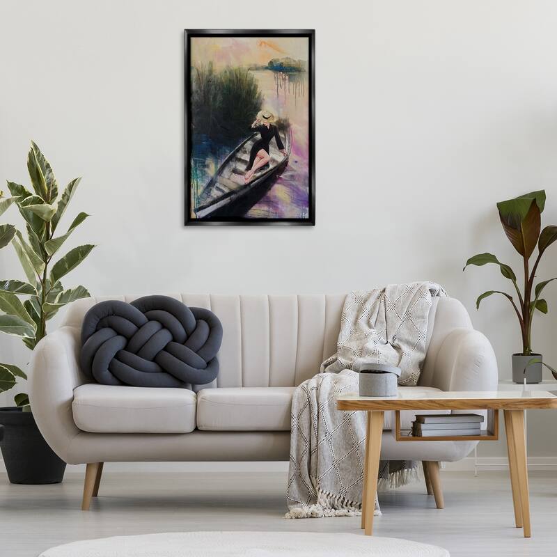 Stupell Fashion Diva on River Boat Framed Floater Canvas Wall Art Design By Lucille Lee